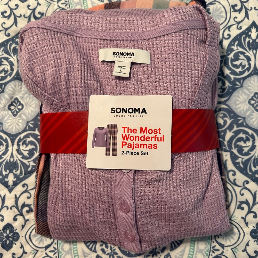 NWT Sonoma Lavender Waffle Knit Pajama Set